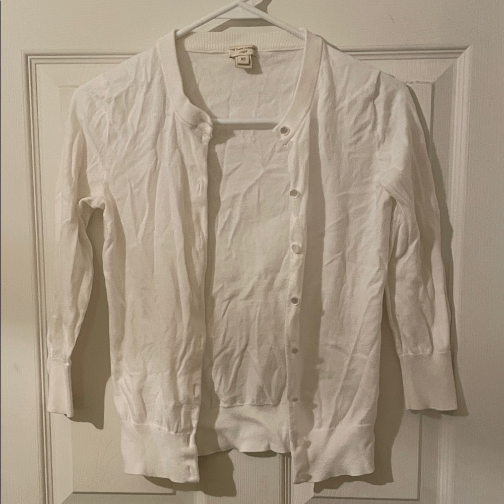 J.Crew White Button-Up Cardigan